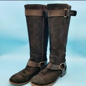 UGG Black Suede Moto Boots